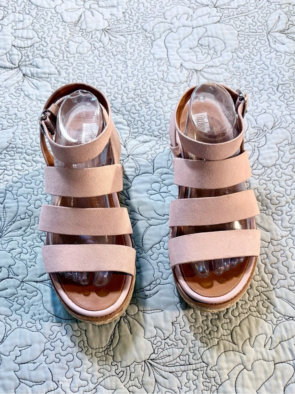 FitFlop Eloise  Blush Pink Suede Strappy Espadrille Platform Wedge Sandals~9❤️